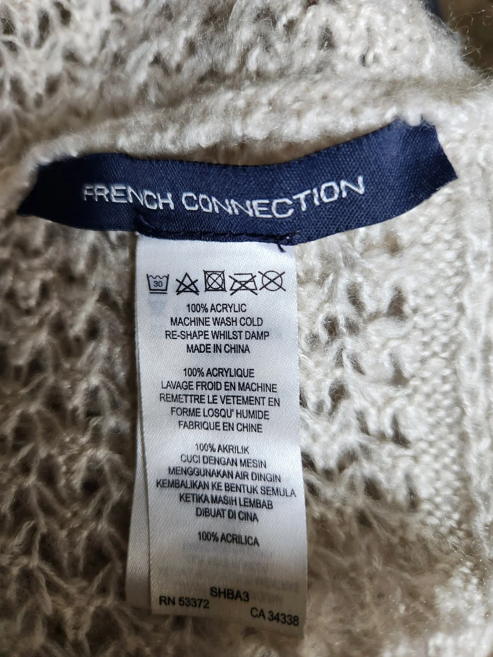 French Connection Cozy Cream open  Knit Infinity Scarf